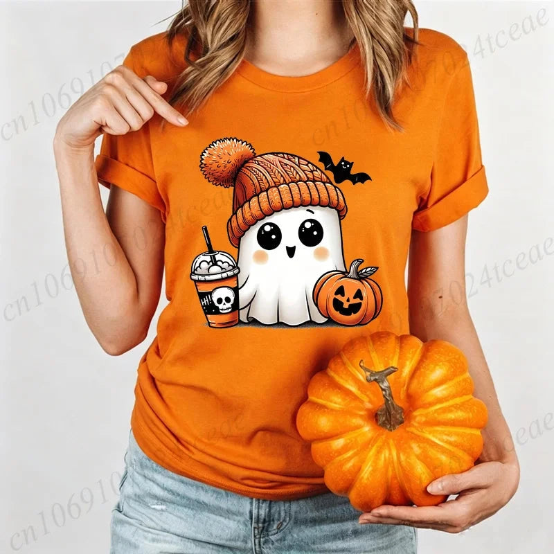 Cute-Ghost-Pumpkin Spice Fall T-Shirt