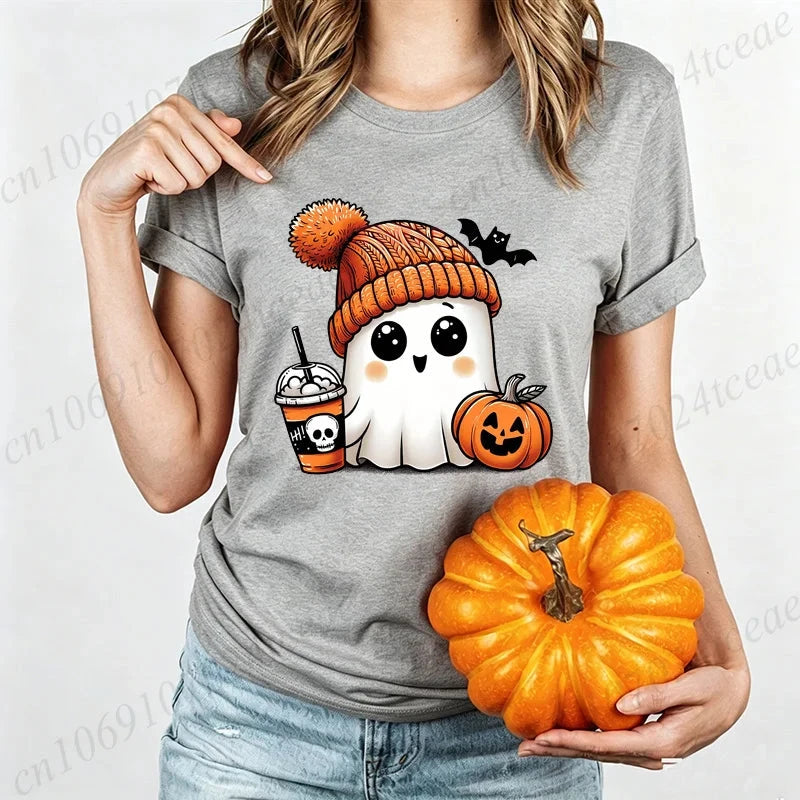 Cute-Ghost-Pumpkin Spice Fall T-Shirt