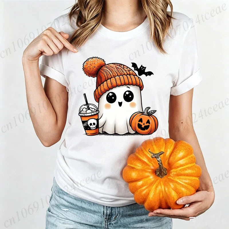 Cute-Ghost-Pumpkin Spice Fall T-Shirt
