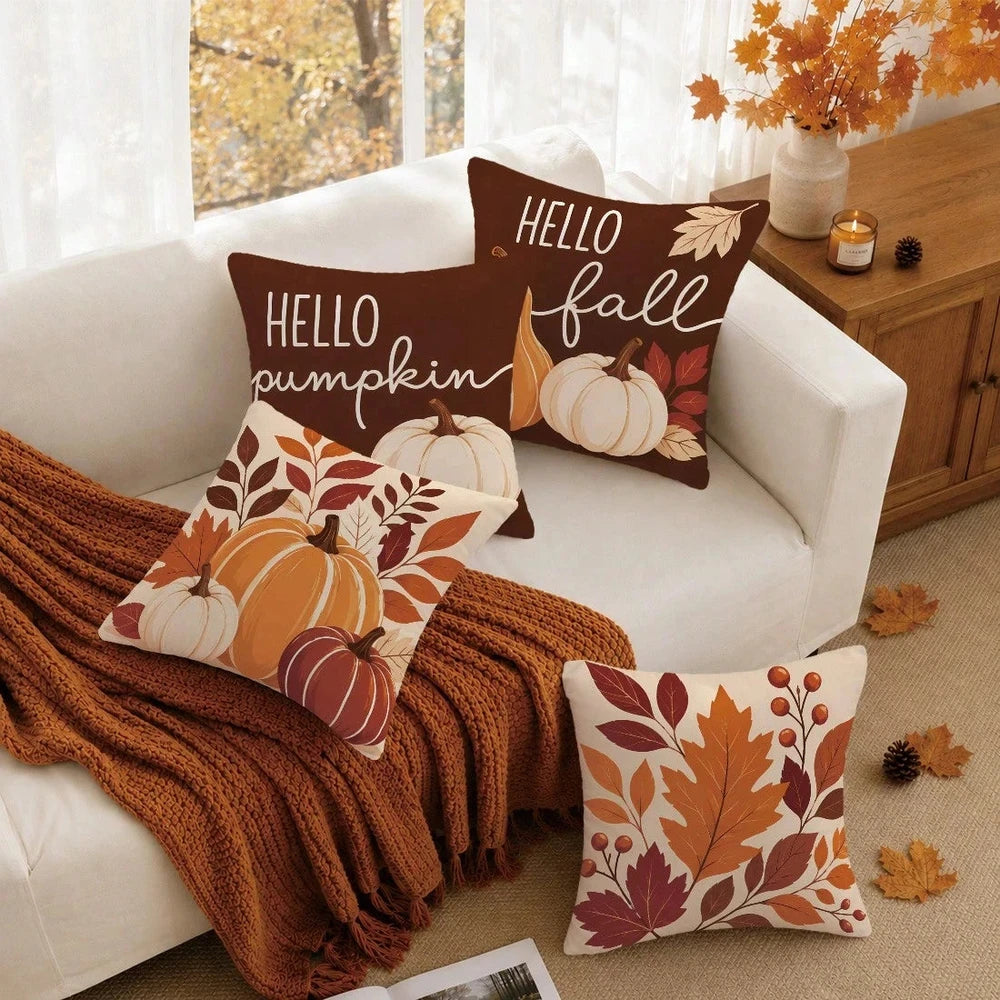 1pc Fall Double Sided Throw Pillow Cover