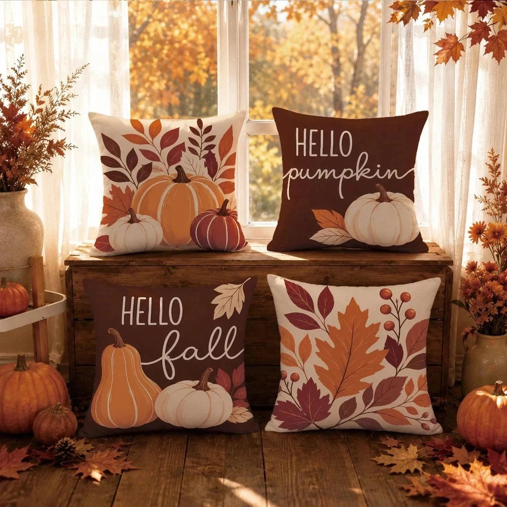1pc Fall Double Sided Throw Pillow Cover