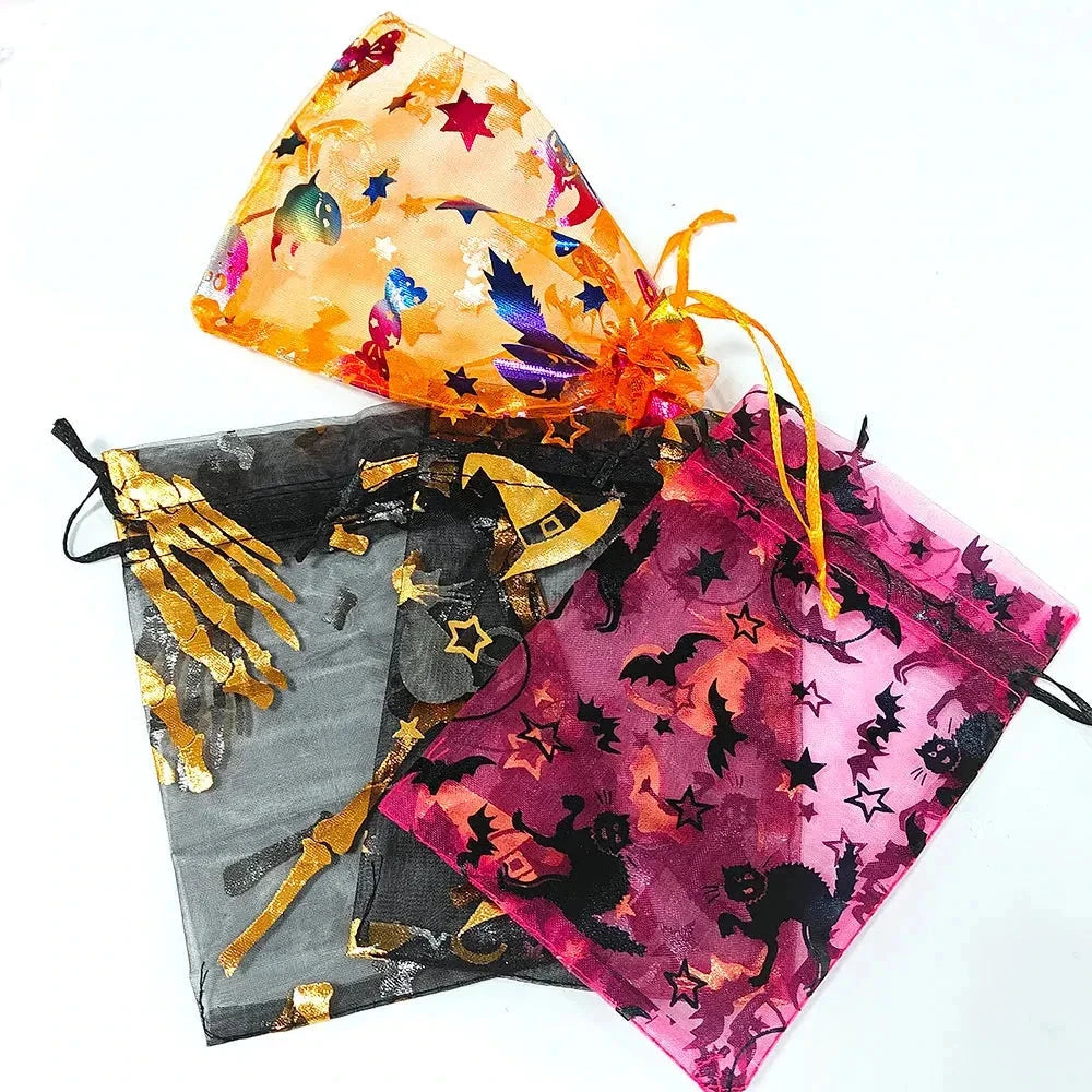25/50/100pcs Colorful Halloween Drawstring Bags