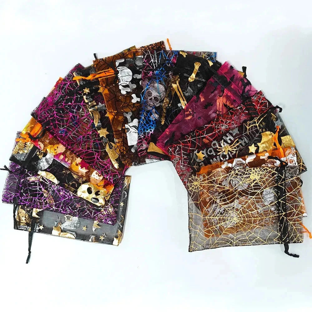 25/50/100pcs Colorful Halloween Drawstring Bags