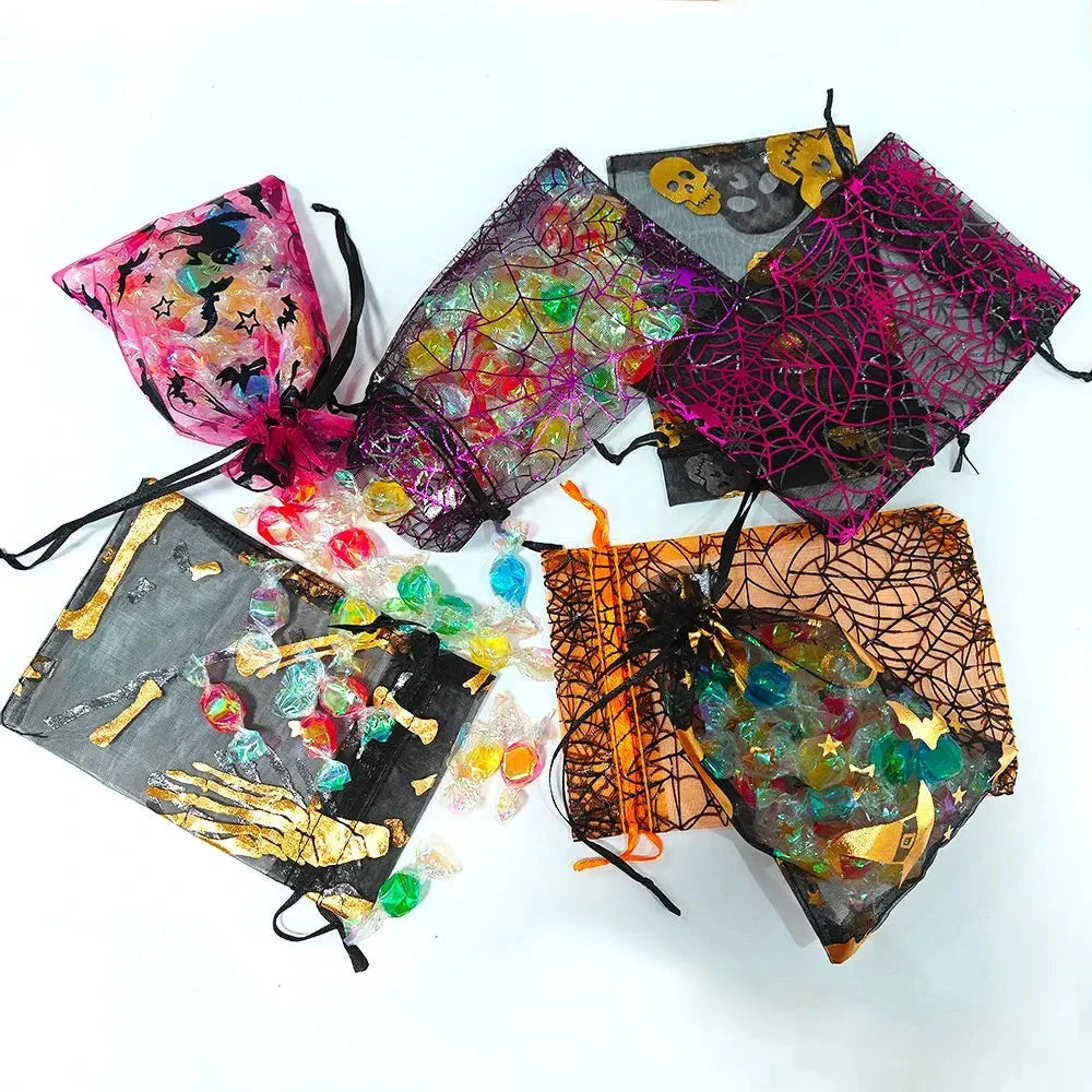 25/50/100pcs Colorful Halloween Drawstring Bags