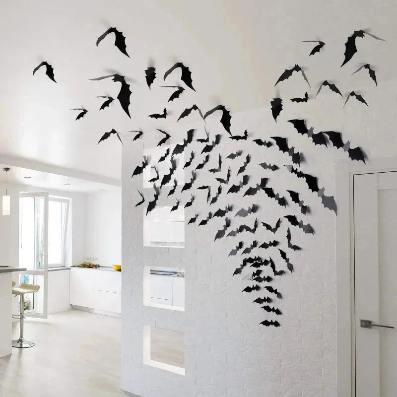 3D Bat Decor Halloween Purple Light/No Light Wall Sticker
