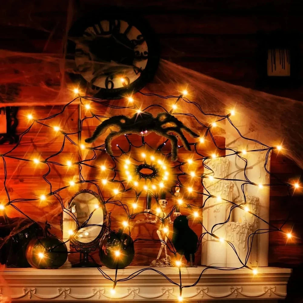 Halloween LED String Light Spider Web Ghost