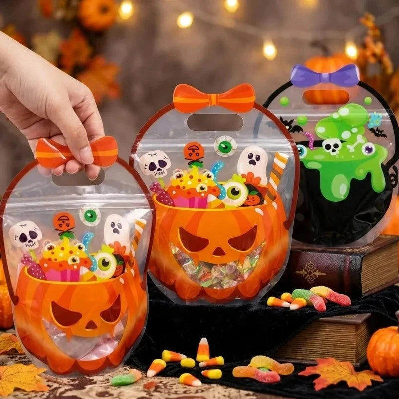 30/5PCS Halloween Pumpkin Witch Cauldron Self Sealing Bag