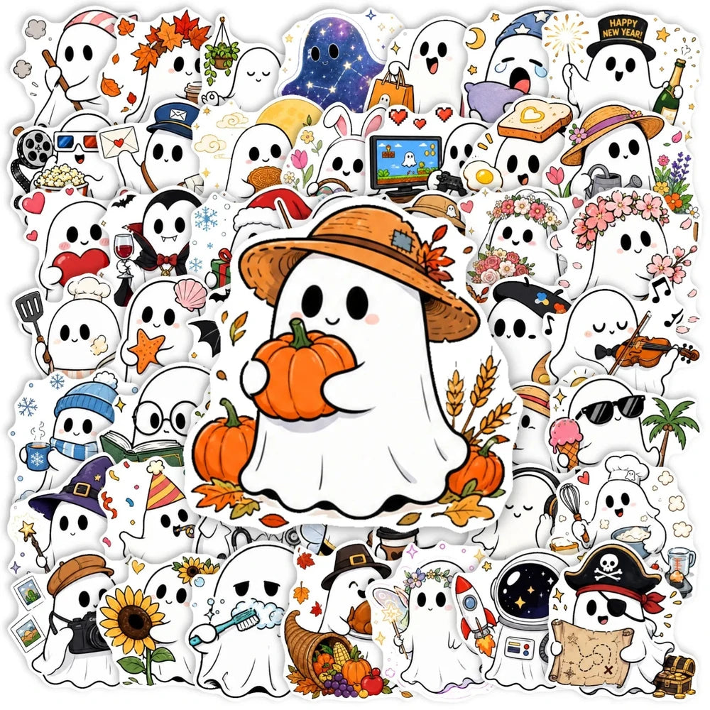 50pcs Cute Halloween Ghost Stickers