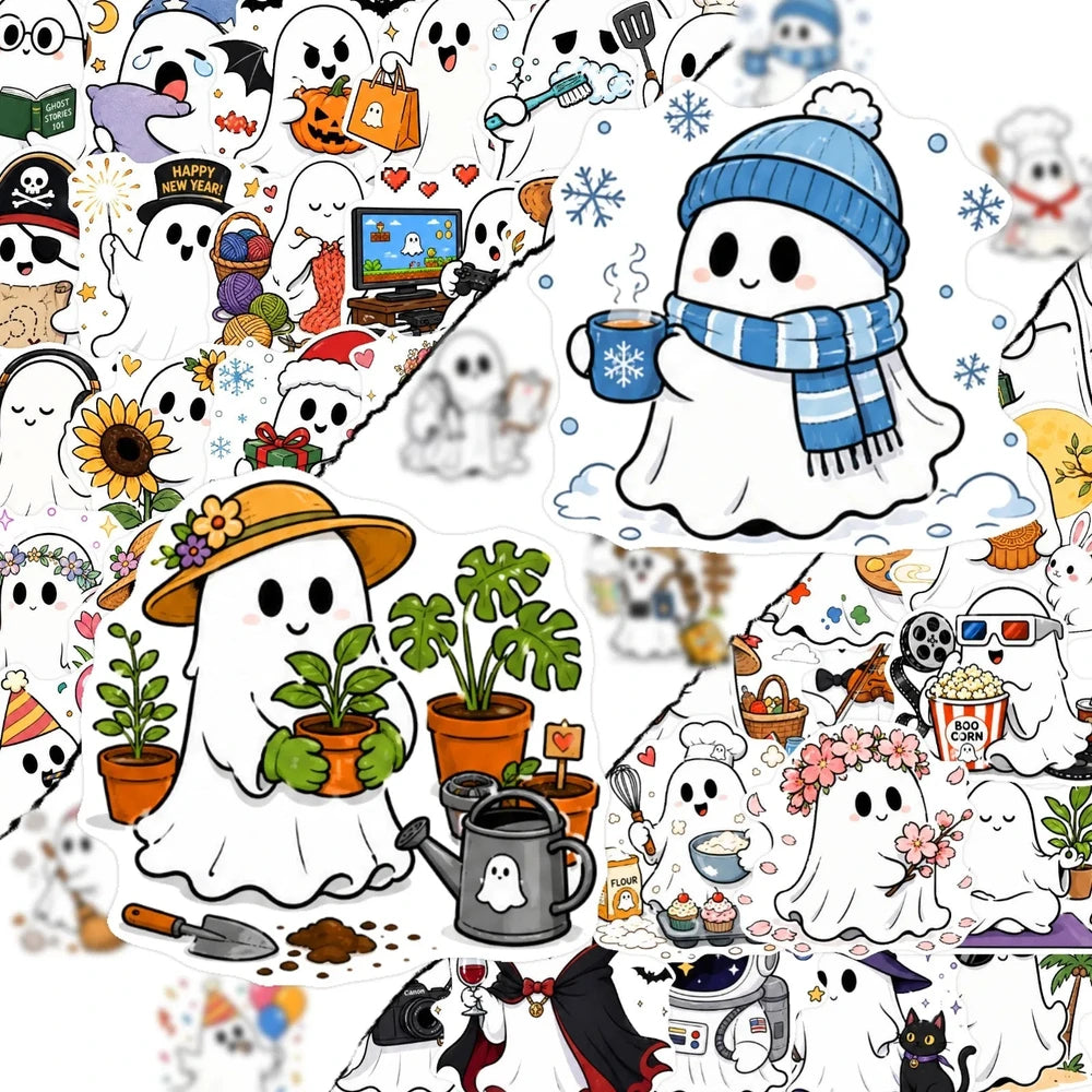 50pcs Cute Halloween Ghost Stickers