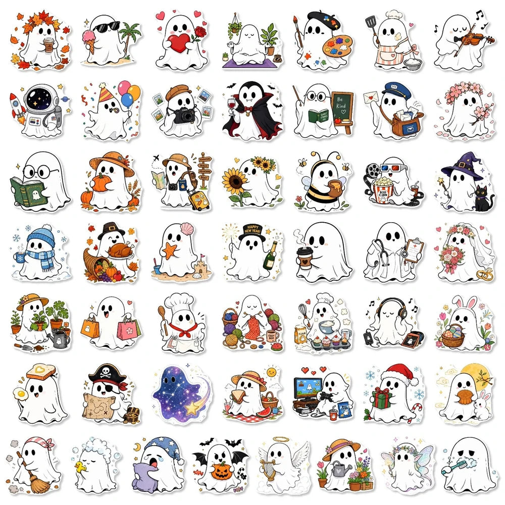 50pcs Cute Halloween Ghost Stickers