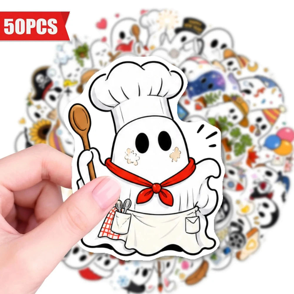 50pcs Cute Halloween Ghost Stickers