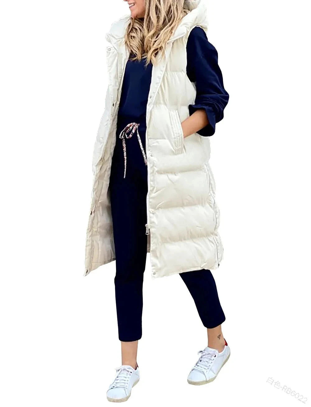 Women's Long Coat Vest With Hood
