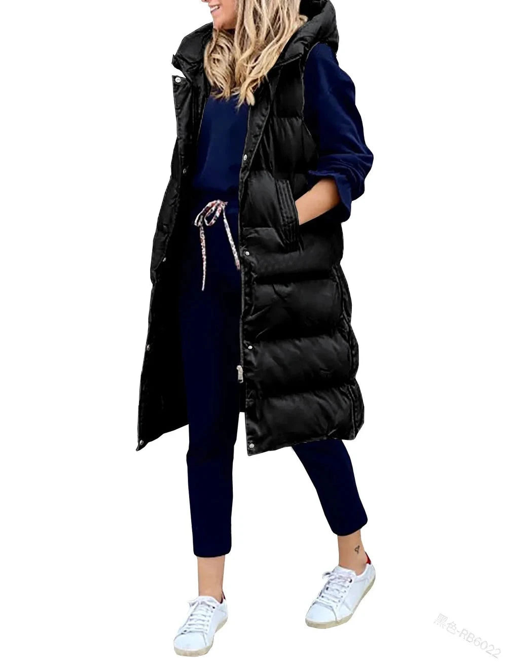 Women's Long Coat Vest With Hood