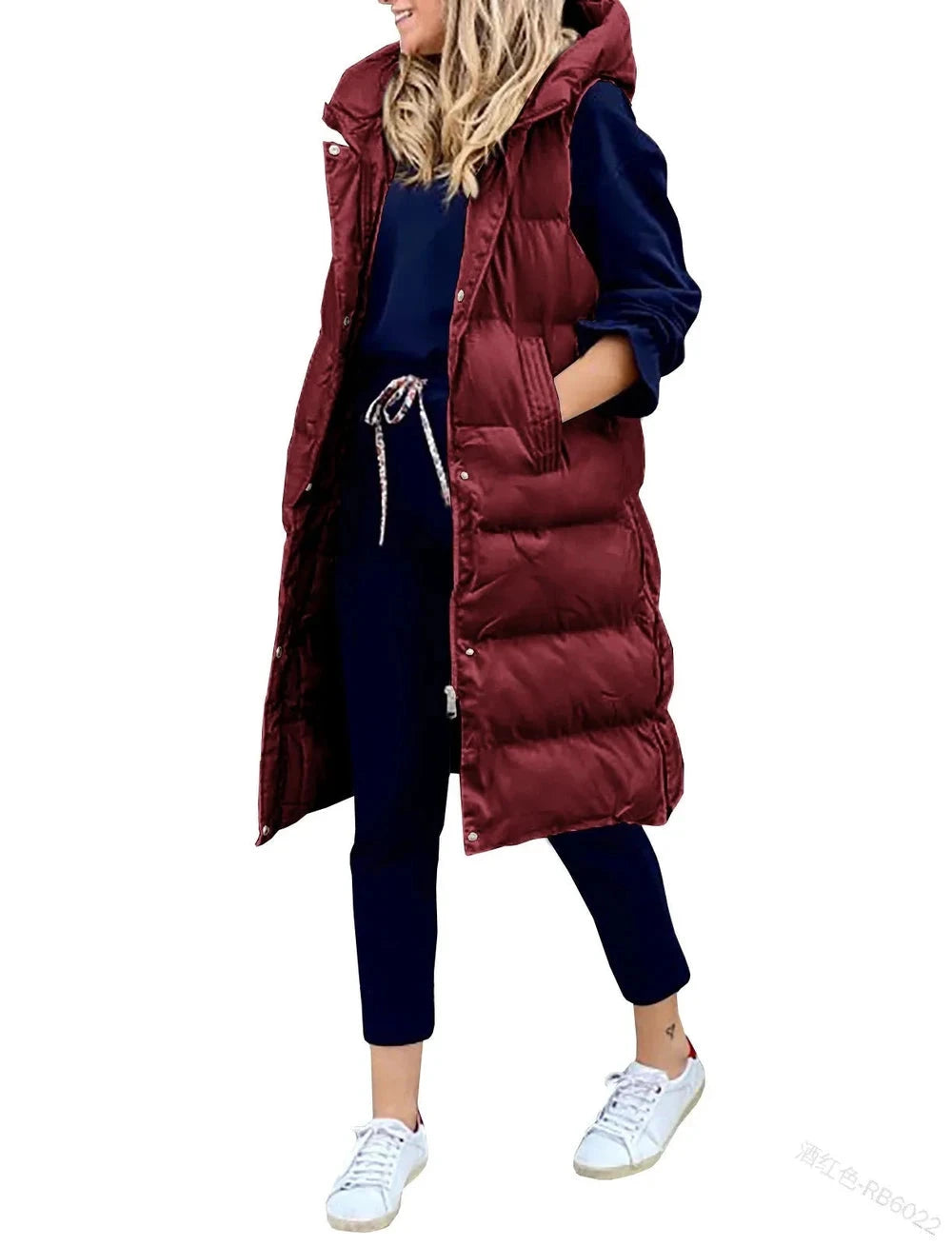 Women's Long Coat Vest With Hood