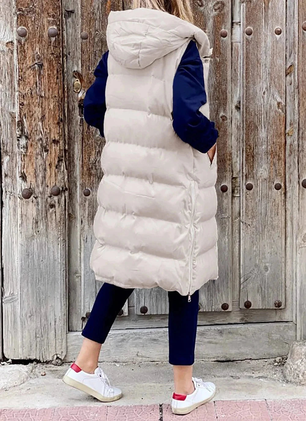 Women's Long Coat Vest With Hood