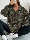 Quarter-Zip Printed Sweatshirt with Ribbed Cuffs