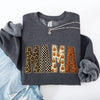 Mama Patchwork Leopard Print Checkered Pumpkin Pattern Sweatshirt