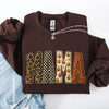 Mama Patchwork Leopard Print Checkered Pumpkin Pattern Sweatshirt