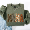 Mama Patchwork Leopard Print Checkered Pumpkin Pattern Sweatshirt