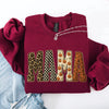 Mama Patchwork Leopard Print Checkered Pumpkin Pattern Sweatshirt