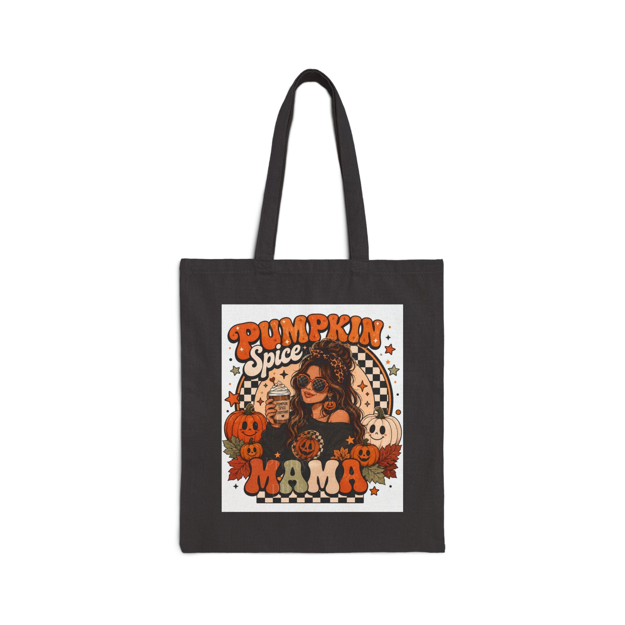 Pumpkin Spice Mama Tote Bag — Retro Fall Canvas Grocery & Market Bag